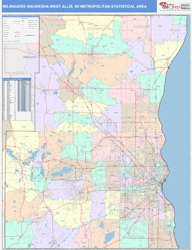 Milwaukee-Waukesha-West Allis Metro Area Wall Map