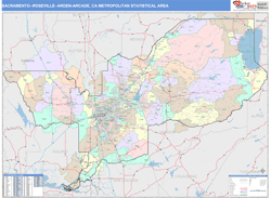 Sacramento-Roseville-Arden-Arcade Metro Area Wall Map