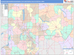 Youngstown-Warren-Boardman Metro Area Wall Map