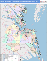 Virginia Beach-Norfolk-Newport News Metro Area Wall Map