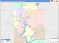 Coeur d'Alene Metro Area Wall Map