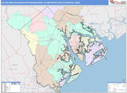 Hilton Head Island-Bluffton-Beaufort Metro Area Wall Map