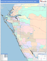 North Port-Sarasota-Bradenton Metro Area Wall Map