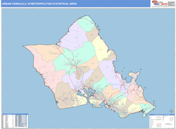 Urban Honolulu Metro Area Wall Map