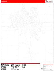 Tulare Zip Code Wall Map