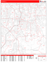 Orlando Zip Code Wall Map