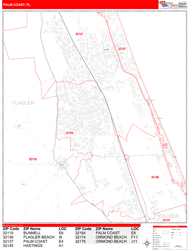 Palm Coast Zip Code Wall Map