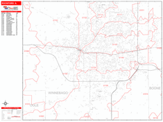 Rockford Zip Code Wall Map