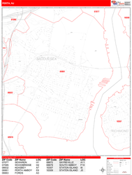 Perth Amboy Zip Code Wall Map