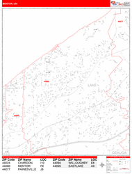 Mentor Zip Code Wall Map