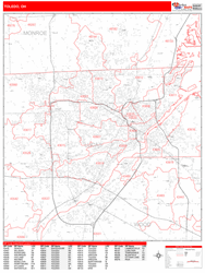 Toledo Zip Code Wall Map