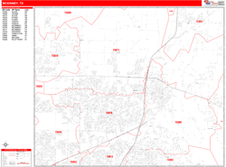 McKinney Zip Code Wall Map