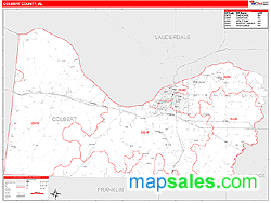 Colbert County, AL Zip Code Wall Map