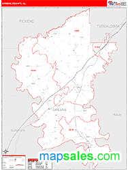 Greene County, AL Zip Code Wall Map