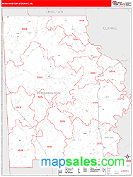 Washington County, AL Zip Code Wall Map