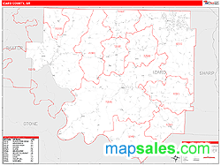 Izard County, AR Zip Code Wall Map