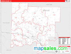 Johnson County, AR Zip Code Wall Map