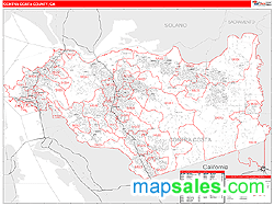 Contra Costa County, CA Zip Code Wall Map