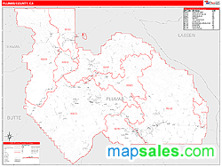 Plumas County, CA Zip Code Wall Map