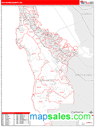 San Mateo County, CA Zip Code Wall Map