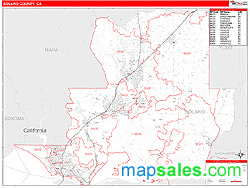 Solano County, CA Zip Code Wall Map