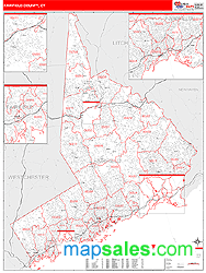 Fairfield County, CT Zip Code Wall Map