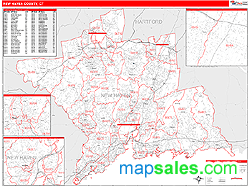 New Haven County, CT Zip Code Wall Map