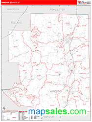 Windham County, CT Zip Code Wall Map