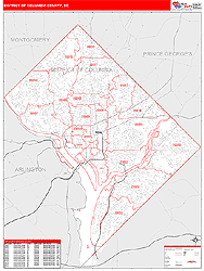 District of Columbia County, DC Zip Code Wall Map