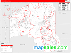 Putnam County, FL Zip Code Wall Map