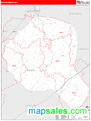 Banks County, GA Zip Code Wall Map