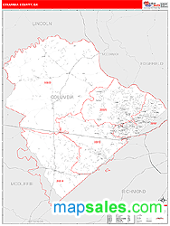 Columbia County, GA Zip Code Wall Map