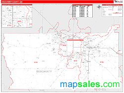 Dougherty County, GA Zip Code Wall Map