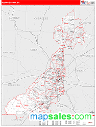 Fulton County, GA Zip Code Wall Map