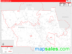 Pickens County, GA Zip Code Wall Map