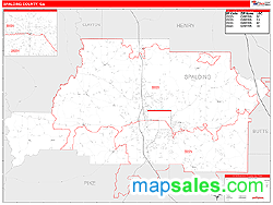 Spalding County, GA Zip Code Wall Map