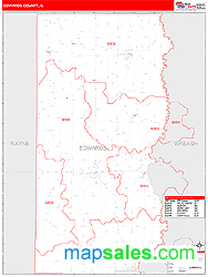 Edwards County, IL Zip Code Wall Map