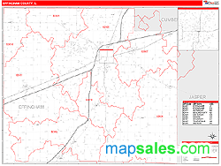 Effingham County, IL Zip Code Wall Map