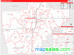 Sangamon County, IL Zip Code Wall Map