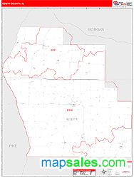 Scott County, IL Zip Code Wall Map