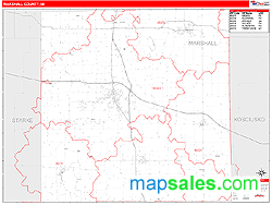 Marshall County, IN Zip Code Wall Map