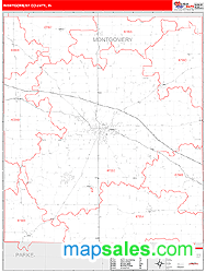 Montgomery County, IN Zip Code Wall Map