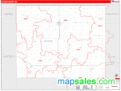 Cloud County, KS Zip Code Wall Map