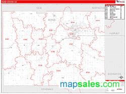 Reno County, KS Zip Code Wall Map