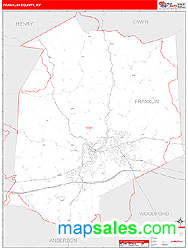 Franklin County, KY Zip Code Wall Map