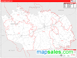 Grayson County, KY Zip Code Wall Map