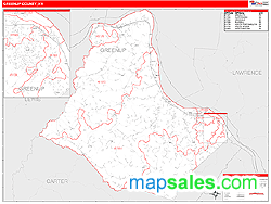 Greenup County, KY Zip Code Wall Map