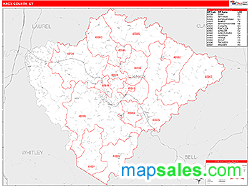 Knox County, KY Zip Code Wall Map