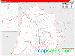 Laurel County, KY Zip Code Wall Map