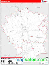 Madison County, KY Zip Code Wall Map